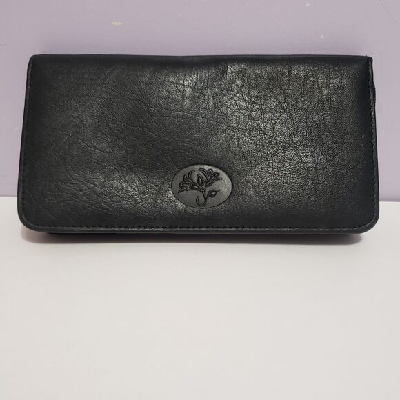Buxton Black Leather Women's Zip Around Wallet 3.5"×6.5" - Picture 1 of 9